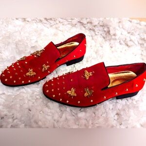 Red and Gold Spiked Men Dress Loafers- worn once